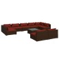 vidaXL Set muebles de jardín 10 pzas y cojines ratán sintético marrón vidaXL Set muebles de jardín 10 pzas y cojines ratán sintético marrón