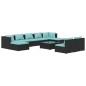 vidaXL Set de muebles de jardín 10 pzas cojines ratán sintético negro vidaXL Set de muebles de jardín 10 pzas cojines ratán sintético negro