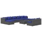vidaXL Set de muebles de jardín 10 pzas y cojines ratán sintético gris vidaXL Set de muebles de jardín 10 pzas y cojines ratán sintético gris