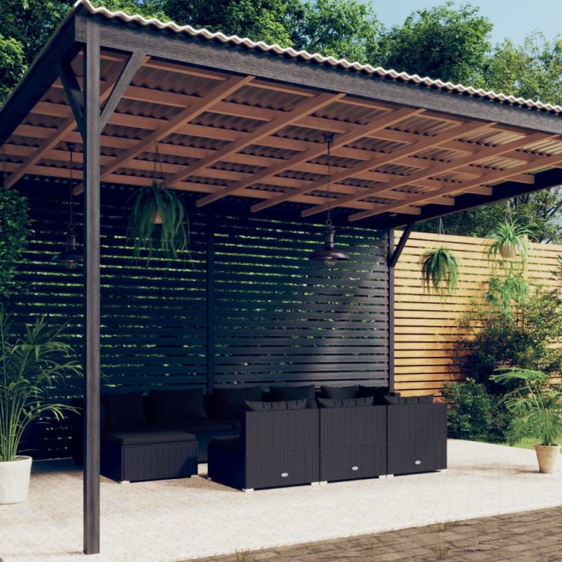 vidaXL Set de muebles de jardín 10 pzas cojines ratán sintético negro vidaXL Set de muebles de jardín 10 pzas cojines ratán sintético negro