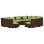 vidaXL Set muebles de jardín 9 piezas y cojines ratán sintético marrón vidaXL Set muebles de jardín 9 piezas y cojines ratán sintético marrón