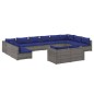 vidaXL Set de muebles de jardín 12 pzas y cojines ratán sintético gris vidaXL Set de muebles de jardín 12 pzas y cojines ratán sintético gris
