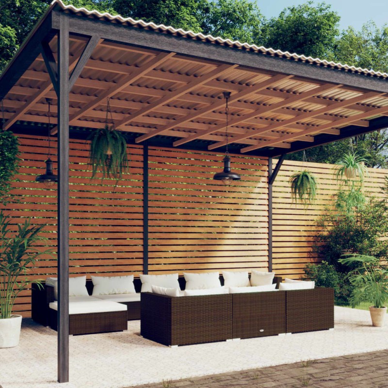 vidaXL Set muebles de jardín 10 pzas y cojines ratán sintético marrón vidaXL Set muebles de jardín 10 pzas y cojines ratán sintético marrón