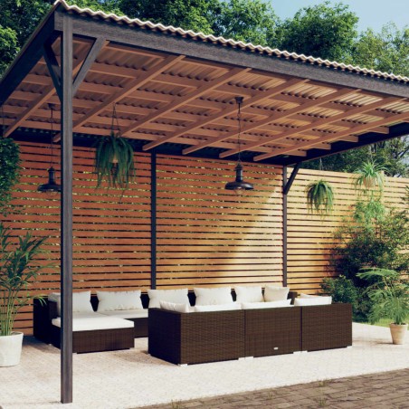 vidaXL Set muebles de jardín 10 pzas y cojines ratán sintético marrón