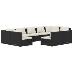vidaXL Set de muebles de jardín 9 pzas y cojines ratán sintético negro