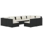 vidaXL Set de muebles de jardín 9 pzas y cojines ratán sintético negro