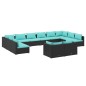 vidaXL Set de muebles de jardín 12 pzas cojines ratán sintético negro vidaXL Set de muebles de jardín 12 pzas cojines ratán sintético negro