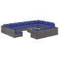 vidaXL Set de muebles de jardín 14 pzas y cojines ratán sintético gris vidaXL Set de muebles de jardín 14 pzas y cojines ratán sintético gris