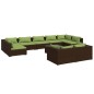 vidaXL Set muebles de jardín 10 pzas y cojines ratán sintético marrón vidaXL Set muebles de jardín 10 pzas y cojines ratán sintético marrón