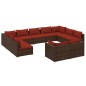 vidaXL Set de muebles de jardín 11 pzas cojines ratán sintético marrón
