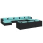 vidaXL Set de muebles de jardín 11 pzas cojines ratán sintético negro vidaXL Set de muebles de jardín 11 pzas cojines ratán sintético negro
