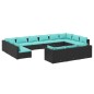 vidaXL Set de muebles de jardín 13 pzas cojines ratán sintético negro