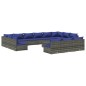 vidaXL Set de muebles de jardín 14 pzas y cojines ratán sintético gris vidaXL Set de muebles de jardín 14 pzas y cojines ratán sintético gris