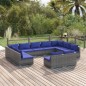vidaXL Set de muebles de jardín 11 pzas y cojines ratán sintético gris vidaXL Set de muebles de jardín 11 pzas y cojines ratán sintético gris