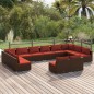vidaXL Set muebles de jardín y cojines 12 pzas ratán sintético marrón vidaXL Set muebles de jardín y cojines 12 pzas ratán sintético marrón