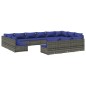 vidaXL Set de muebles de jardín 13 pzas y cojines ratán sintético gris vidaXL Set de muebles de jardín 13 pzas y cojines ratán sintético gris