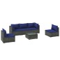 vidaXL Set de sofás de jardín 6 piezas y cojines ratán sintético gris vidaXL Set de sofás de jardín 6 piezas y cojines ratán sintético gris