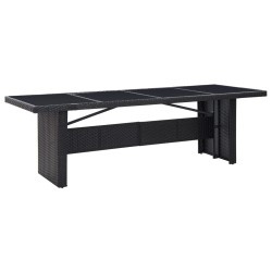 vidaXL Mesa de jardín ratán sintético y vidrio negra 240x90x74 cm