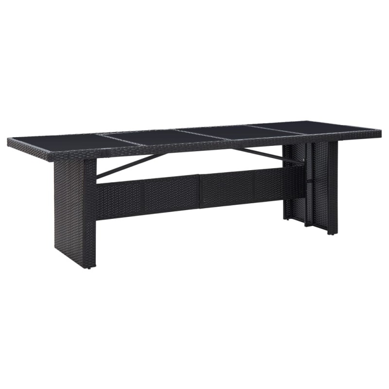 vidaXL Mesa de jardín ratán sintético y vidrio negra 240x90x74 cm vidaXL Mesa de jardín ratán sintético y vidrio negra 240x90x74 cm
