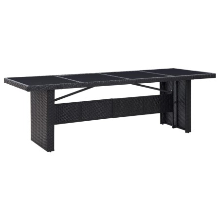 vidaXL Mesa de jardín ratán sintético y vidrio negra 240x90x74 cm