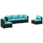 vidaXL Set de muebles de jardín 5 pzas y cojines ratán sintético negro vidaXL Set de muebles de jardín 5 pzas y cojines ratán sintético negro