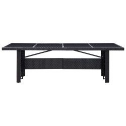 vidaXL Mesa de jardín ratán sintético y vidrio negra 240x90x74 cm