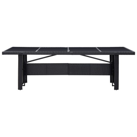 vidaXL Mesa de jardín ratán sintético y vidrio negra 240x90x74 cm