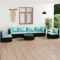 vidaXL Set de muebles de jardín 7 pzas y cojines ratán sintético negro vidaXL Set de muebles de jardín 7 pzas y cojines ratán sintético negro