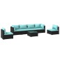 vidaXL Set de muebles de jardín 7 pzas y cojines ratán sintético negro vidaXL Set de muebles de jardín 7 pzas y cojines ratán sintético negro