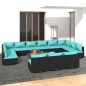 vidaXL Set de muebles de jardín 13 pzas cojines ratán sintético negro vidaXL Set de muebles de jardín 13 pzas cojines ratán sintético negro