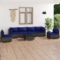 vidaXL Set de sofás de jardín 7 piezas y cojines ratán sintético gris