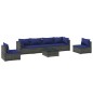 vidaXL Set de sofás de jardín 7 piezas y cojines ratán sintético gris