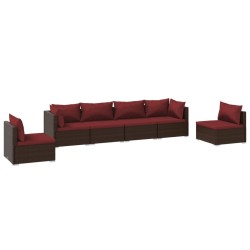 vidaXL Set muebles de jardín 6 piezas y cojines ratán sintético marrón