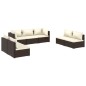vidaXL Set muebles de jardín 7 piezas y cojines ratán sintético marrón vidaXL Set muebles de jardín 7 piezas y cojines ratán sintético marrón