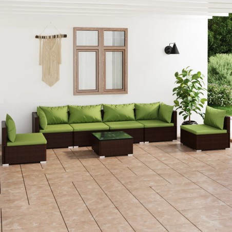 vidaXL Set muebles de jardín 7 piezas y cojines ratán sintético marrón
