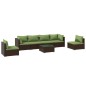 vidaXL Set muebles de jardín 7 piezas y cojines ratán sintético marrón vidaXL Set muebles de jardín 7 piezas y cojines ratán sintético marrón