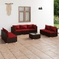 vidaXL Set muebles de jardín 8 piezas y cojines ratán sintético marrón vidaXL Set muebles de jardín 8 piezas y cojines ratán sintético marrón