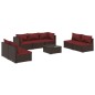 vidaXL Set muebles de jardín 8 piezas y cojines ratán sintético marrón vidaXL Set muebles de jardín 8 piezas y cojines ratán sintético marrón