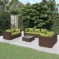 vidaXL Set sofás de jardín 8 piezas y cojines ratán sintético marrón vidaXL Set sofás de jardín 8 piezas y cojines ratán sintético marrón
