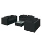 vidaXL Set de muebles de jardín 7 pzas y cojines ratán sintético negro