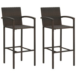 vidaXL Taburetes de cocina 2 unidades ratán sintético marrón