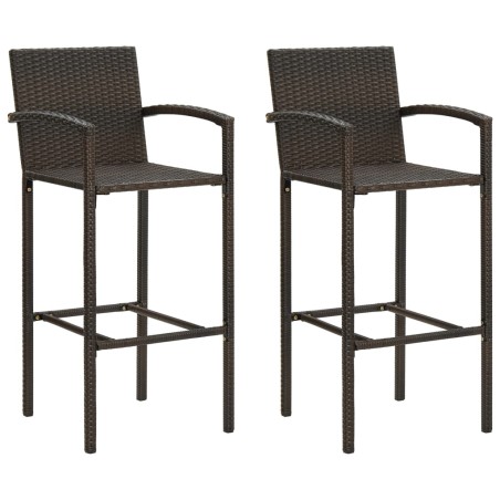 vidaXL Taburetes de cocina 2 unidades ratán sintético marrón