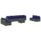 vidaXL Set de muebles de jardín 9 pzas y cojines ratán sintético gris vidaXL Set de muebles de jardín 9 pzas y cojines ratán sintético gris