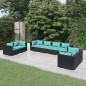 vidaXL Set de muebles de jardín 8 pzas y cojines ratán sintético negro vidaXL Set de muebles de jardín 8 pzas y cojines ratán sintético negro
