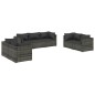 vidaXL Set de muebles de jardín 7 pzas y cojines ratán sintético gris vidaXL Set de muebles de jardín 7 pzas y cojines ratán sintético gris
