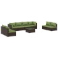 vidaXL Set muebles de jardín 9 piezas y cojines ratán sintético marrón vidaXL Set muebles de jardín 9 piezas y cojines ratán sintético marrón