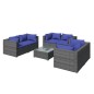 vidaXL Set de sofás de jardín 7 piezas y cojines ratán sintético gris vidaXL Set de sofás de jardín 7 piezas y cojines ratán sintético gris
