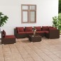 vidaXL Set muebles de jardín 7 piezas y cojines ratán sintético marrón
