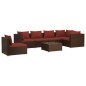 vidaXL Set muebles de jardín 7 piezas y cojines ratán sintético marrón