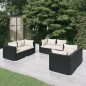 vidaXL Set de muebles de jardín 6 pzas y cojines ratán sintético negro vidaXL Set de muebles de jardín 6 pzas y cojines ratán sintético negro